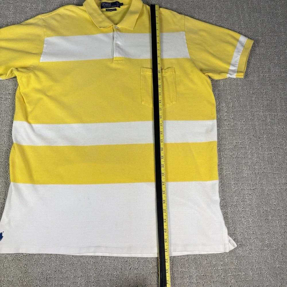 Vintage 90s Ralph Lauren Polo Yellow stripped The Big Shirt size large 100% Cott